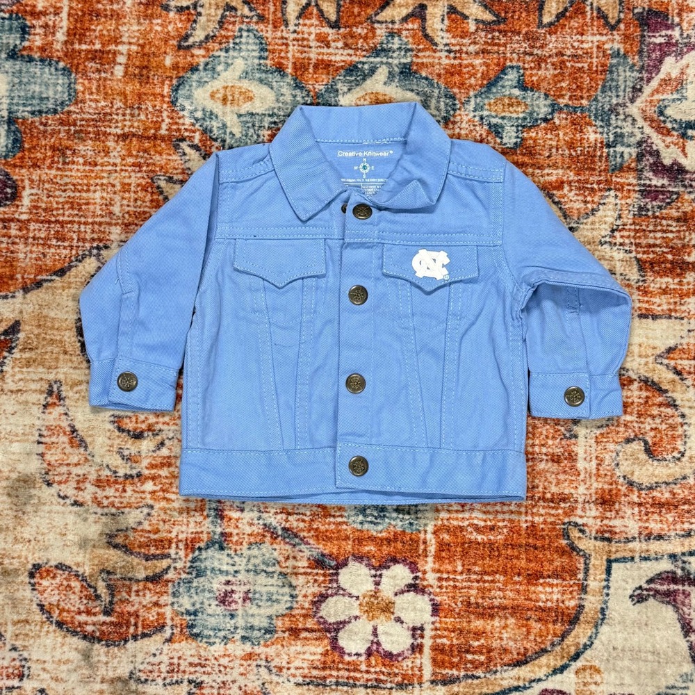 Creative Knitwear UNC Tar Heels Baby Denim Jacket Carolina Blue 12M Style 347‎